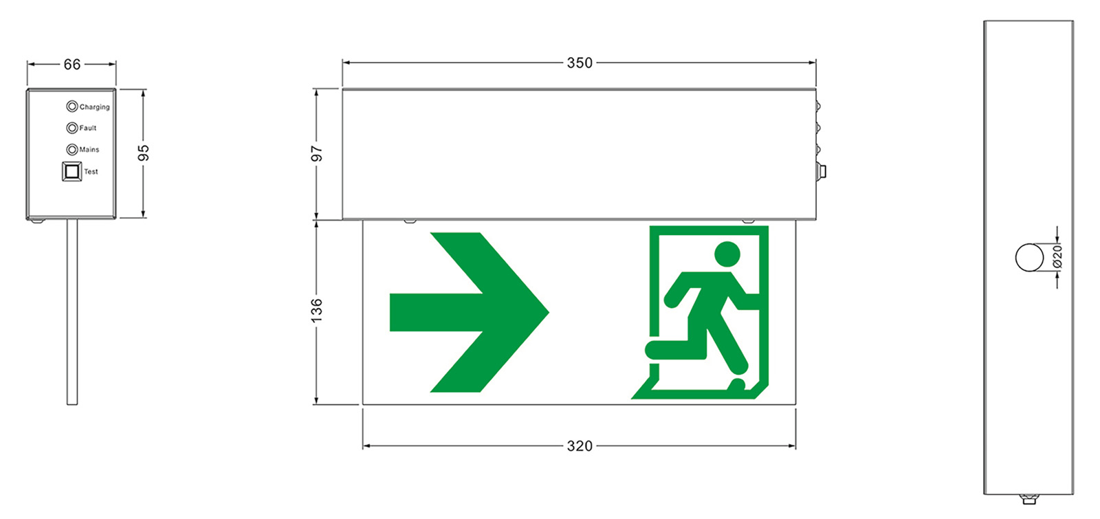 350 Surface Mounted Emergency Exit Sign