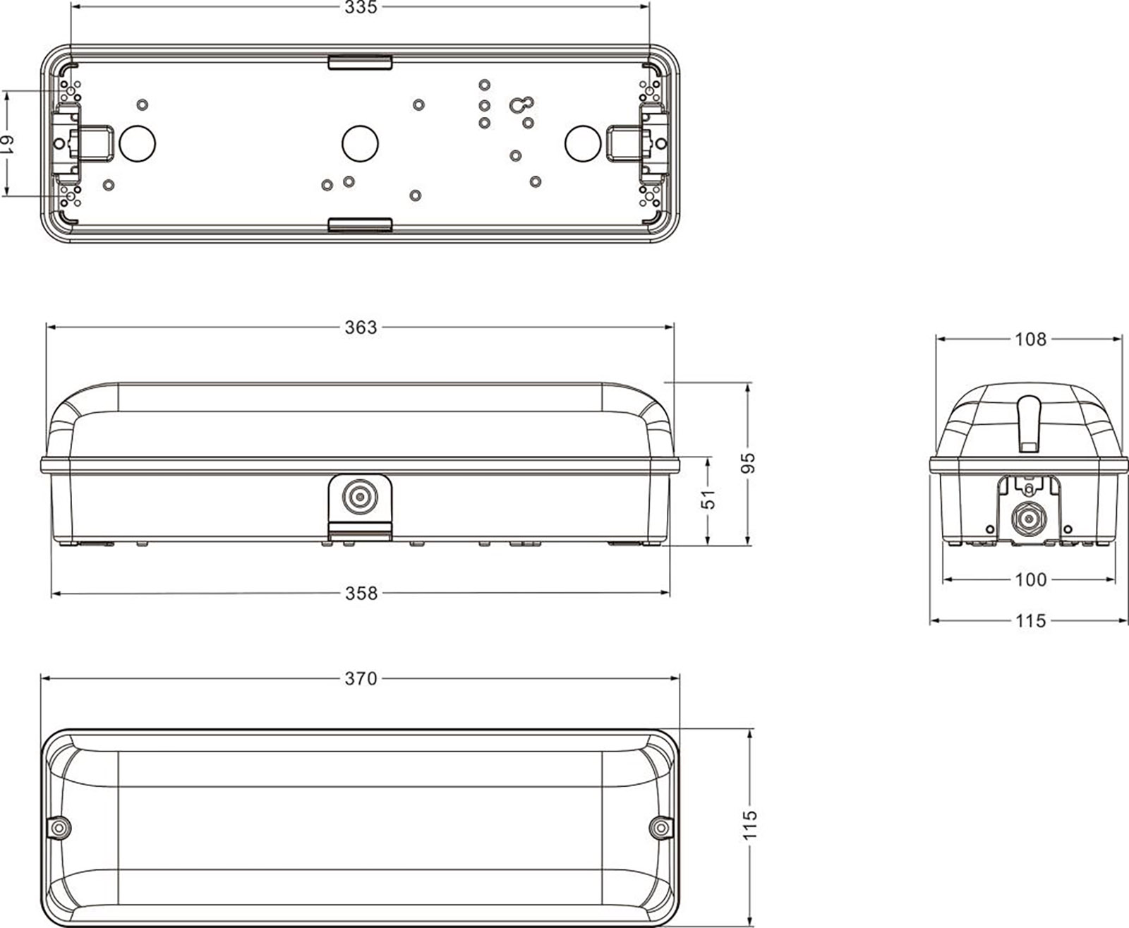 370 Plastic Bulkhead Type LED Luminaries