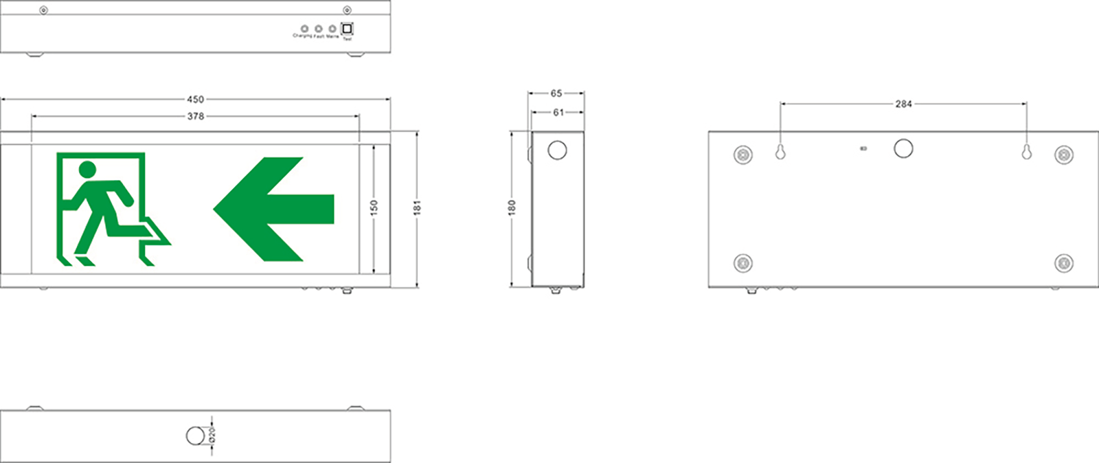 450 Emergency LED Exit Sign Box