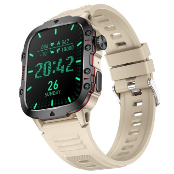 1.96inch HD Large Screen Bluetooth Call Music SOS Voice Assistant men Sports Fitness Tracker Smartwatch