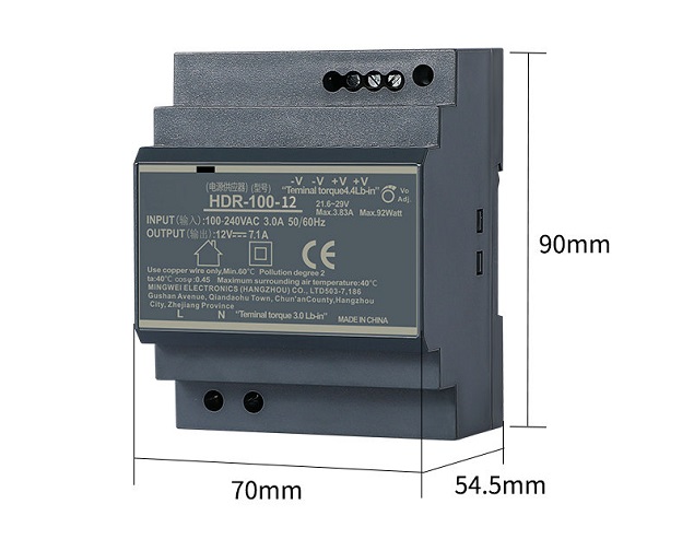HDR-100-12 AC 100-240V din rail power supply dc 12v 8a