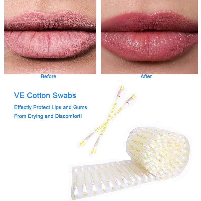 Vitamin E Oil Swab Disposable VE Oil Cotton Stick Moisturize Lips Breakable Anti-dry Vitamin E Swabs for Protecting Lips Use Before Teeth Whitening