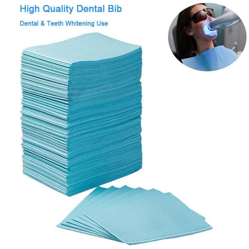Disposable Dental Bib 3 Ply Patient Bib Dental Apron Dental Scarf Towel Dentist Tray Cover Waterproof ECO Friendly Absorbent for Dental Clinic Teeth Whitening Salon Spa Use
