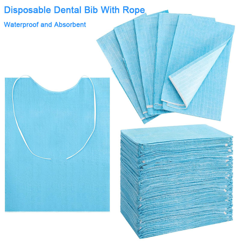 Disposable Dental Bib With Rope 3 Ply Patient Bib Dental Apron Dental Scarf Towel Waterproof ECO Friendly Absorbent for Dental Clinic Salon Spa Use