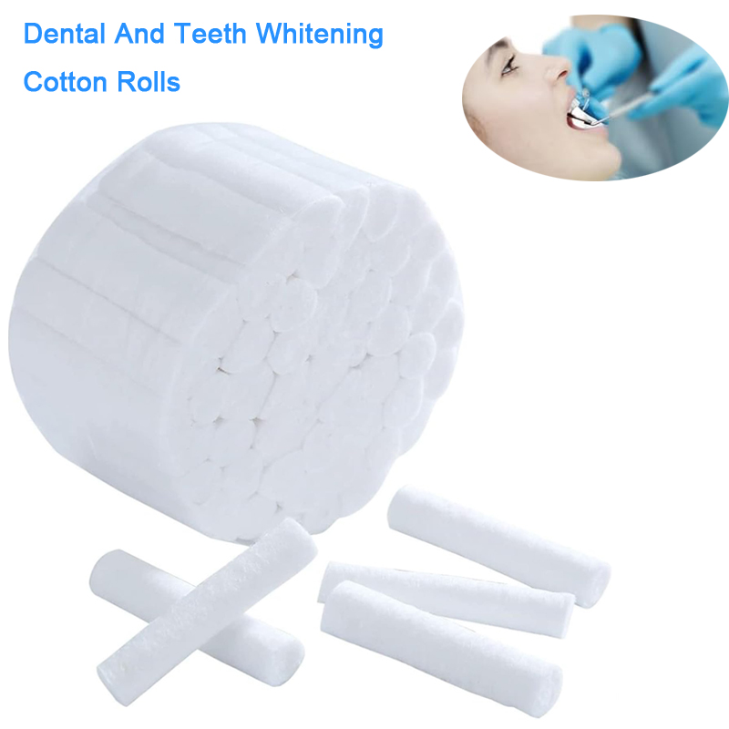 Dental Teeth Whitening Cotton Rolls - 100% Flexible High Absorbent Rolled Cotton Gauze Rolls Cottons Pads Dental Cotton Swabs for Dentists, Kid, Adult Teeth Whitening Accessories