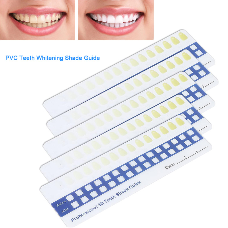 15 Colors PVC Teeth Shade Guide Teeth Whitening Shade Chart Tooth Bleaching Guide Dental Teeth Color Cards Durable And Stable for Dental Clinic, Salon, Household Oral Care Dental Supplies