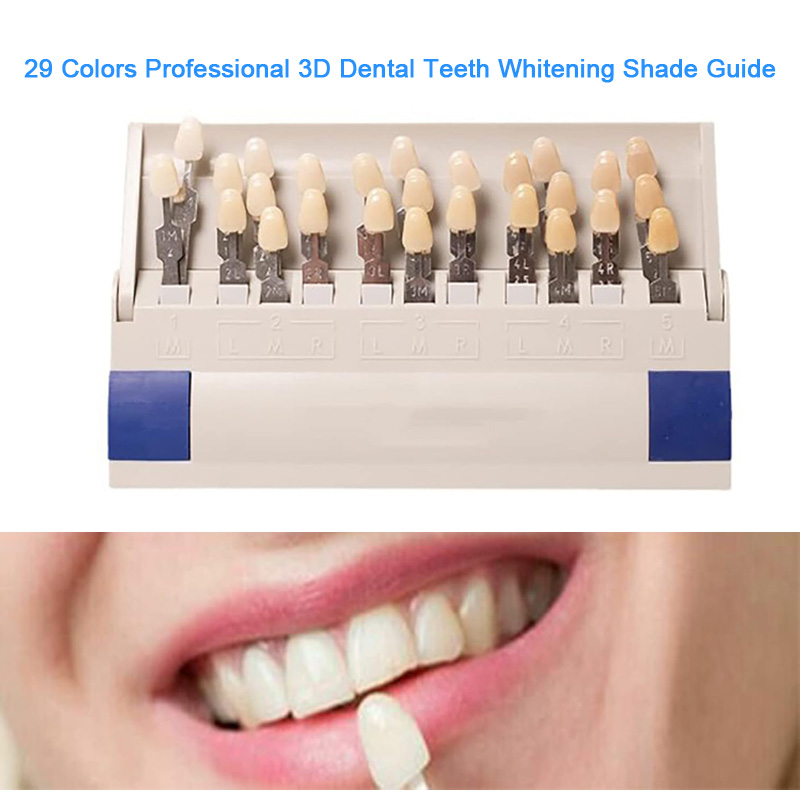 29 Colors Dental Teeth Whitening Shade Guide Professional Porcelain 3D-Master Tooth Bleaching Shade Chart, Classical Dental Bleaching Shade Tab Dental Material Equipment Oral Care
