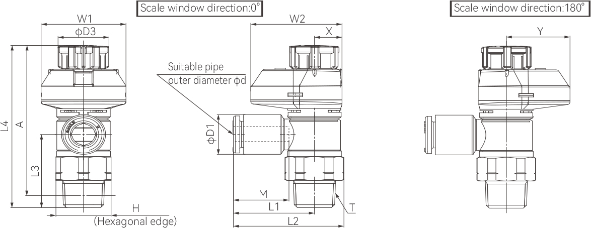 FAS-FS Series- Speed Control Valve With Scale-Elbow Type-Gasket