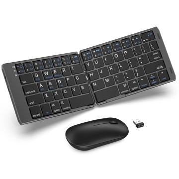  2.4G Wireless  Bluetooth Foldable Keyboard and Mouse  Combo