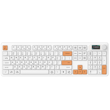 104-Key Full Size Ergonomic Optical 2.4G BT Wireless Wired 3-Mod Keyboard & LED Screen