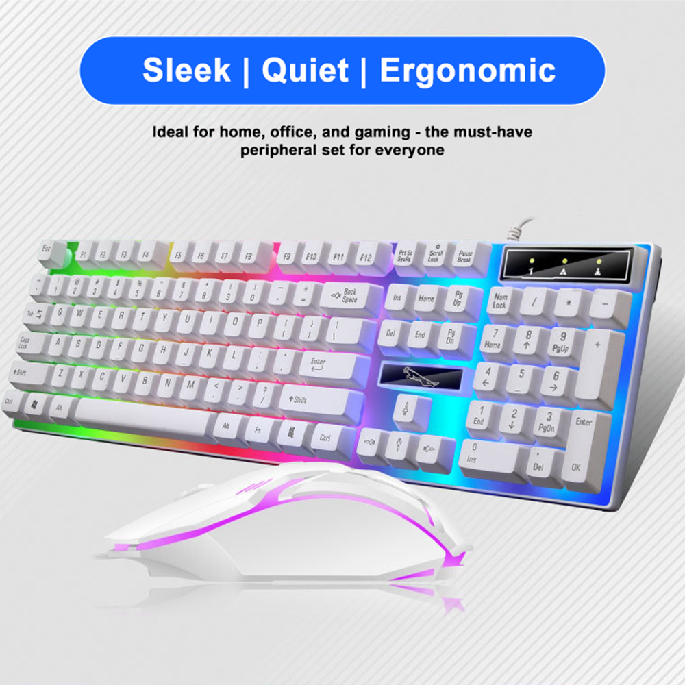 RGB LED Backlight USB Wired Full Size Gaming Keyboard and Mouse Combo-product
