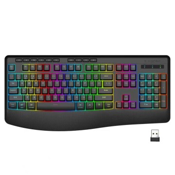 Tri-mode RGB Backlit Keys Silent Gaming Keyboard with Wrist Rest