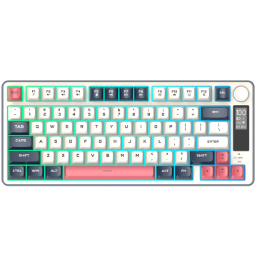 Triple Mode Wireless Membrane RGB Ultra Quiet Gasket Structure Gaming Keyboard with Knob and Display Screen