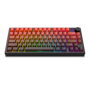 Tri-mode Mechanical Gaming Keyboard Custom Mambo Mint Switch CNC Aluminum  Construction  Gradient Red Side-printed keycaps  Gaming Keyboard