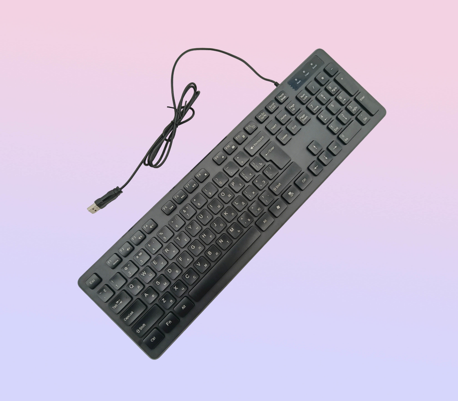 Multilingual Wired Chiclet Keyboard Supports Russian Arabic French Italian German Danish Thai Layouts for Office/Home Use-product