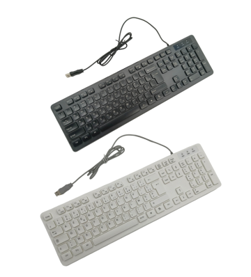 Multilingual Wired Chiclet Keyboard Supports Russian Arabic French Italian German Danish Thai Layouts for Office/Home Use