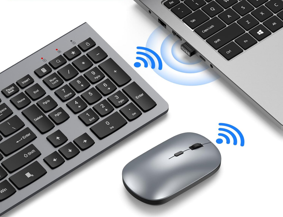2.4G wireless 108-key silent keyboard and mouse set, full-size, three DPI settings, sleep mode.-product