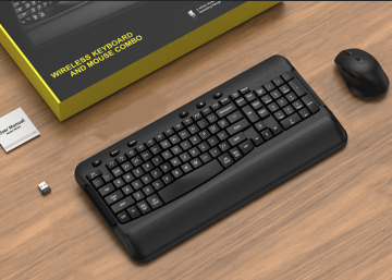 2.4G Ergonomic Wireless Keyboard and Mouse Combo, 104 Keys, Diagonal Keys, Palm Rest, Silent Click, 3 DPI, Compatible with Windows/Mac/PC/Laptop