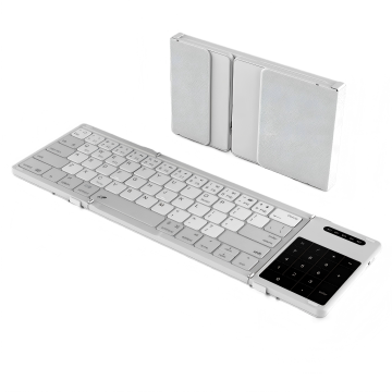 Tri-Fold Keyboard with Touchpad & Number Pad — BT 5.0, 270g, 3-Device Switch, USB-C | CE/RoHS/FCC Certified Wholesale