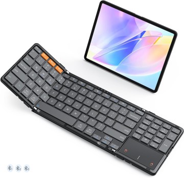Foldable Keyboard with Touchpad — 96 Keys + Numpad, Quiet Scissor Switch, 90hr Battery, 3-Device BT, USB-C | OEM/ODM