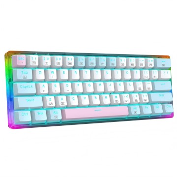 Clavier mécanique RGB transparent 61 touches — Coque et touches en cristal, format compact 60 %, commutateurs OUTEMU, filaire | OEM/ODM
