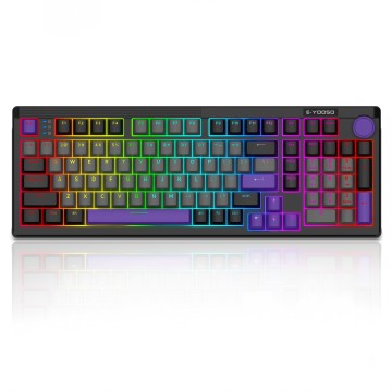 100-Key Tri-Mode RGB Mechanical Keyboard — Hot-Swap Gasket Mount, PBT Keycaps, Knob, BT5.0 + 2.4G + USB-C, Gray/Black | OEM/ODM
