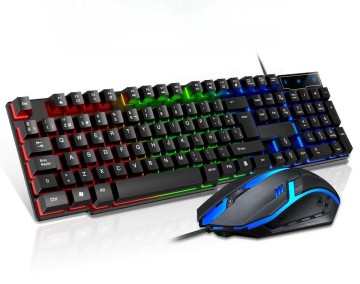 104 Keys Wired Gaming Keyboard, Rainbow LED Backlit, Suspended Keycaps, Waterproof Ergonomic Design, 9-Key Anti-Ghosting, USB Plug & Play, CE FCC RoHS