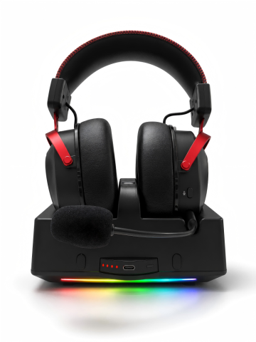 Wireless Gaming Headset RGB Rechargeable Charging Dock Replaceable Battery Immersive Sound Clear Mic Wholesale OEM ODM