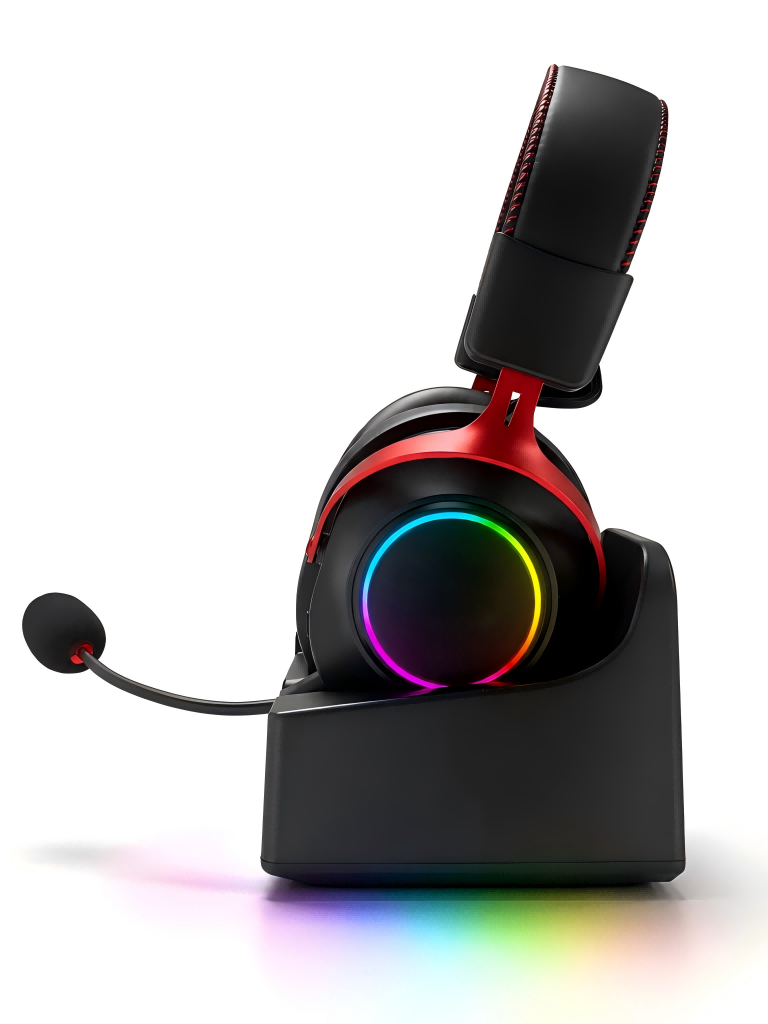 Wireless Gaming Headset RGB Rechargeable Charging Dock Replaceable Battery Immersive Sound Clear Mic Wholesale OEM ODM-product