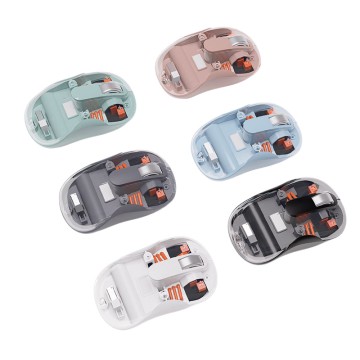 Dual-Mode Wireless Mouse 2.4G Bluetooth, Magnetic Transparent Cover, Colorful LED Light, Silent Click, 1600 DPI, Metal Wheel, Type-C Rechargeable, CE FCC RoHS