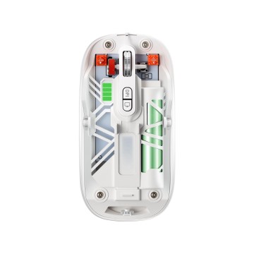 Dual-Mode Wireless Mouse 2.4G & Bluetooth, Silent Click, 800-1600 DPI 3 Steps, 500mAh Rechargeable, 70g Ultra-Light Slim Transparent Design, CE FCC RoHS