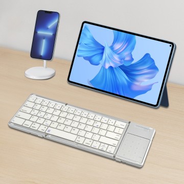 64 Keys Tri-Fold Bluetooth Keyboard With Touchpad