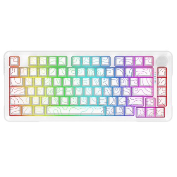 3-Mode Hot-Swap Gasket Structure Topographic Pattern Side-printed Key caps RGB Mechanical Gaming Keyboard