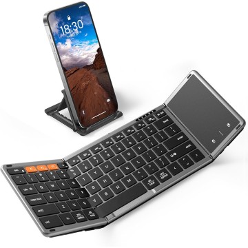 Ultra Slim 78 Keys Wireless Bluetooth Foldable  Keyboard With Touch pad