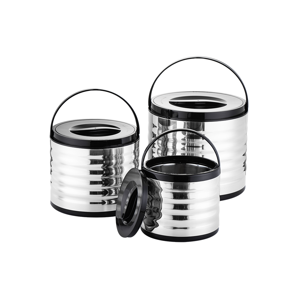 Wavy barrel-shaped insulated lunch box set