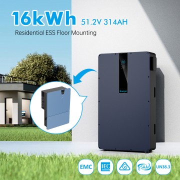 Rosiyar 16kWh LiFePO4 Lithium Battery 51.2V 314Ah IP65 Hybrid Grid CAN Wall-Mounted Home Energy Storage System
