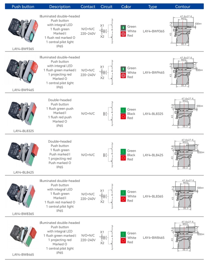LAY4 Series Push Button Switches 22mm XB (5)