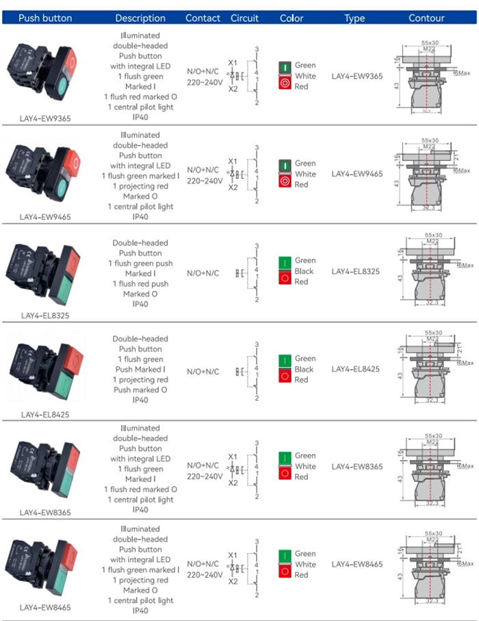 LAY4 Series Push Button Switches 22mm XB (9)