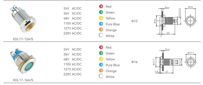 xdl17-a series metal indicator light (1)