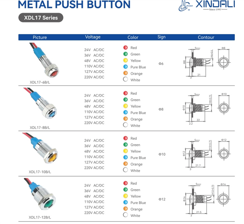 xdl17-b series metal mini led indicator light (1)