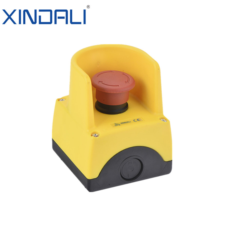 Waterproof 22mm Emergency Stop Push Button Switch Control Box Elevator With Protection Cover