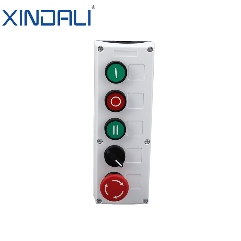 5 Push Button NC Emergency Stop Selector Button Switch Control Box Station Power Start Stop Knob Self-locking 24V 220V