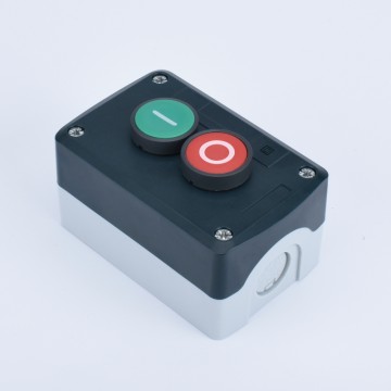 XDL44-BE213 — 2 Hole Control Box with 2 Flush Push Buttons (Red NC, Green NO, IP40/IP54)