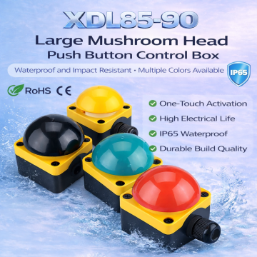 XDL85-90 Heavy Duty Mushroom Head Push Button Switch | IP65 Waterproof Industrial Control Station | Emergency Stop & Start