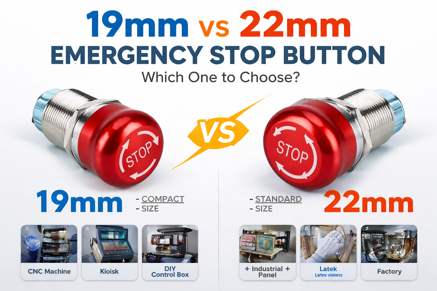 19mm vs 22mm Emergency Stop Button: Which One to Choose?