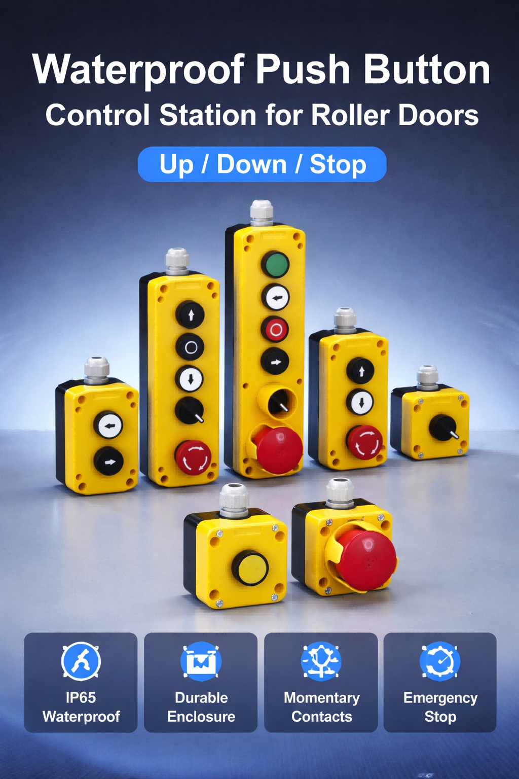 Waterproof Push Button Control for Roller Doors | Up Down Stop Button Solution