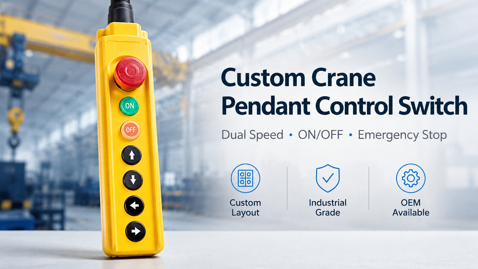 Custom 14 Button Crane Pendant Control Switch for Dual Speed Hoist Applications