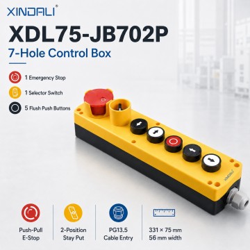 XDL75-JB702P 7-Hole Emergency Stop Selector Push Button Control Box | XINDALI