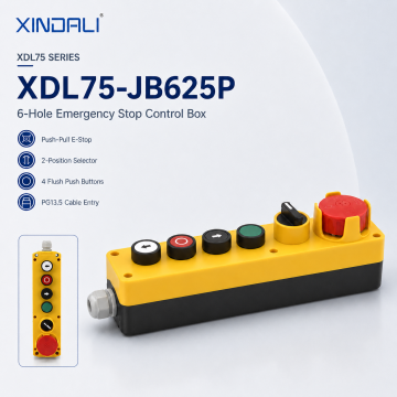 XDL75-JB625P 6-Hole Emergency Stop Selector Push Button Control Box | XINDALI