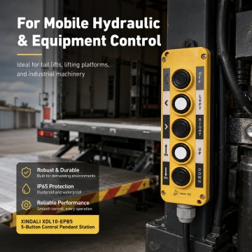 XDL10-EPB5 5-Button Handheld Pendant Controller for Hydraulic & Truck Equipment | XINDALI